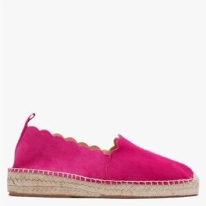Carmen Saiz Espadrille Slip On Shoes Women 41 Scalloped Edge Pink Suede